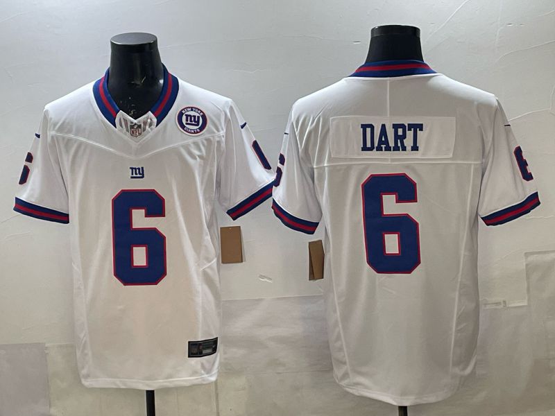 Men 2025 Nike New York Giants #6 Dart white Throwback 5th generation Limited NFL Jersey 007->new york giants->NFL Jersey